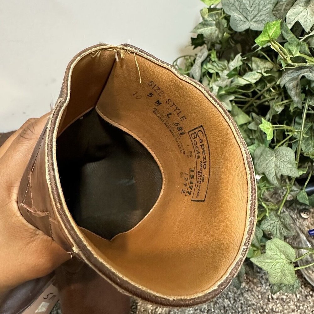 Capezio Vintage Knee High Cowboy Western Boots Size 5 Made In USA Brown Leather - Picture 10 of 11